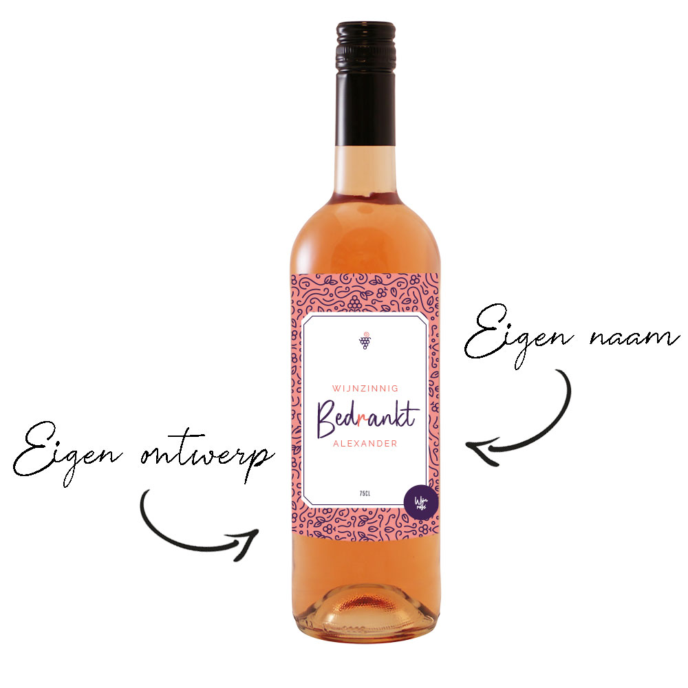 Rose wijn met eigen etiket